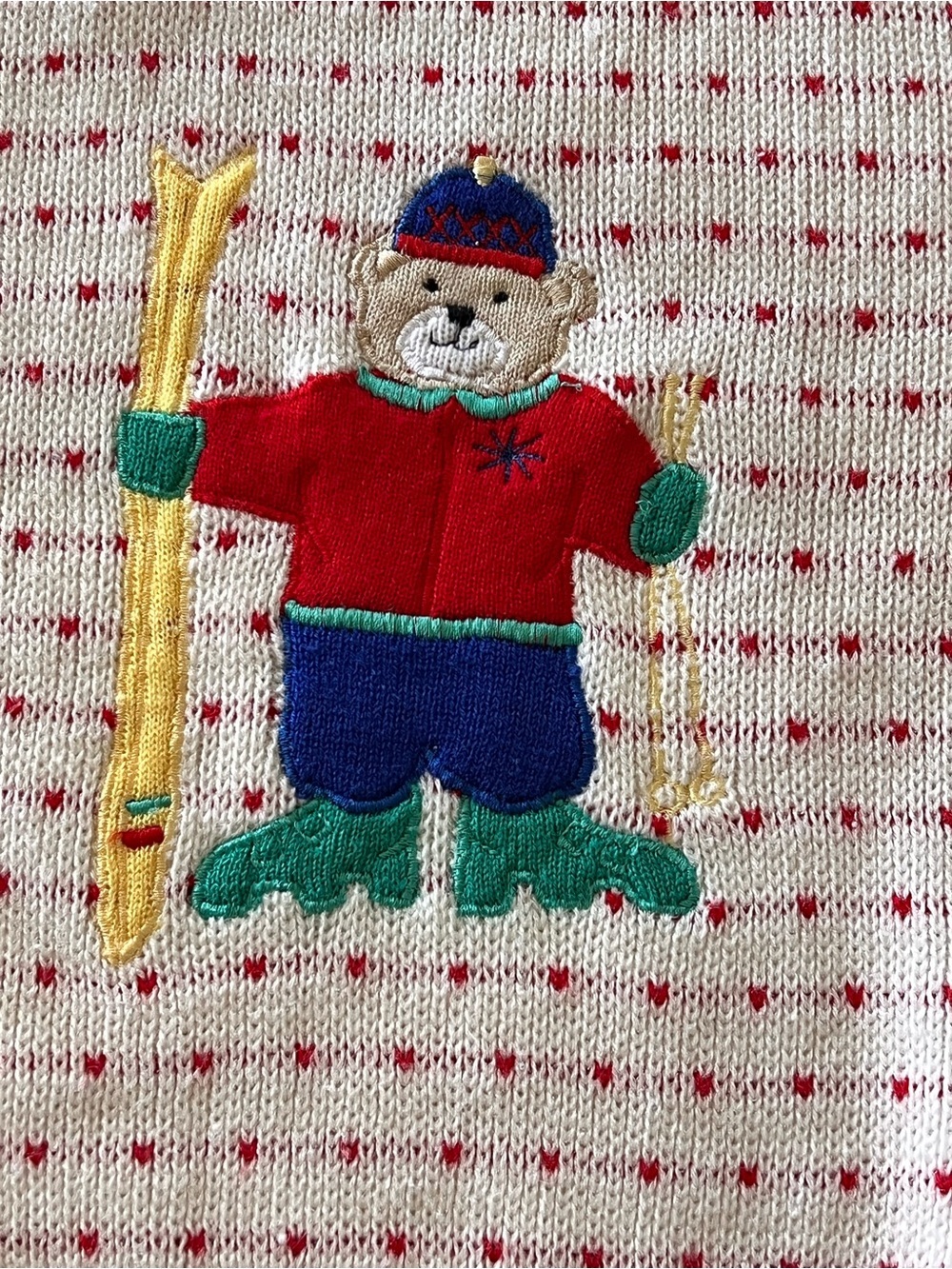 Vintage Early 90s Teddy Bear Ski Sweater size 7 - Picture 4 of 7